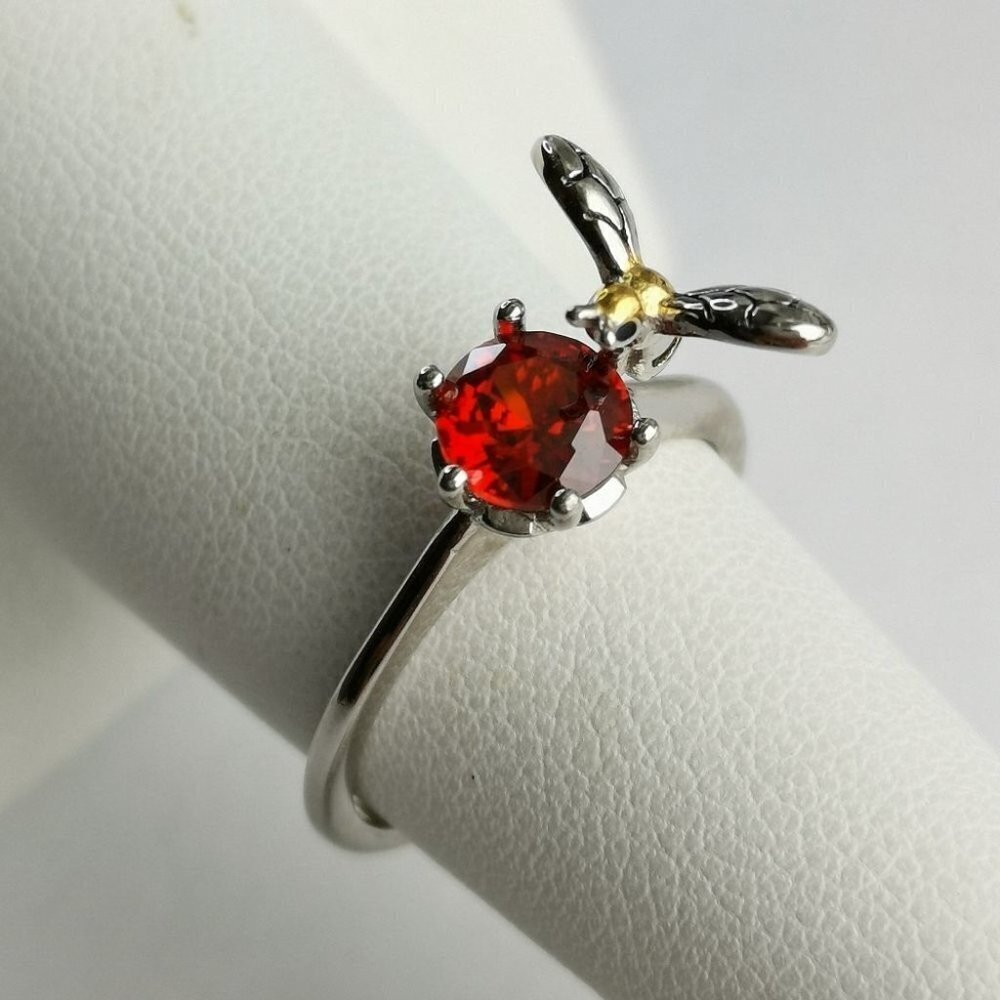 Spessartite Garnet Bee sterling silver ring size 7 🆕 - Picture 5 of 11
